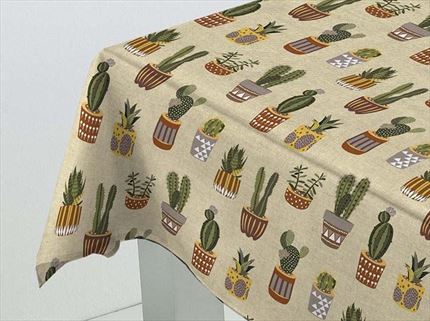 Mantel Resinado Teflón CACTUS MARRON Manteles Valencia