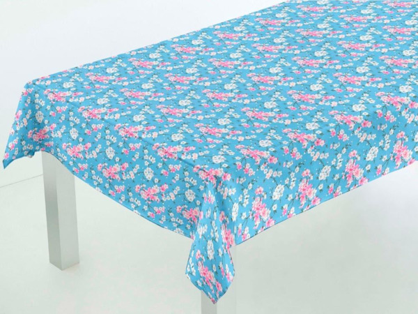 Mantel tela resinada Teflón Sakura Azul Rojo (1)